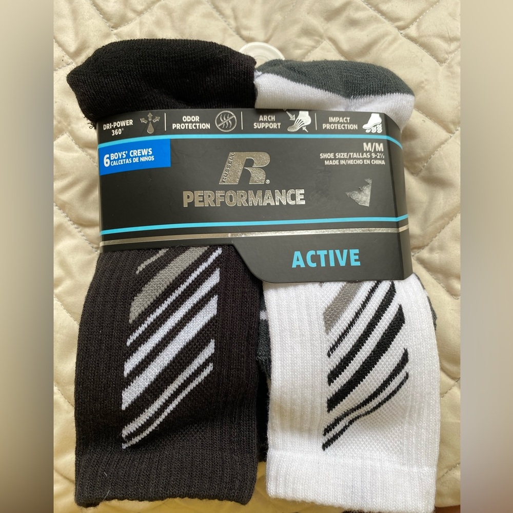 Boys Black and White Crew Socks